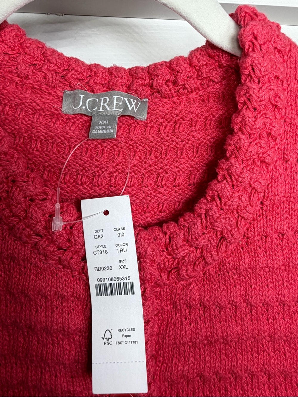 NWT J.Crew Pointelle Sweater in Raspberry - Picture 5 of 7
